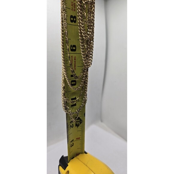 Vintage Signed Monet Gold Tone 11 Strand Cascading Layered Chain Necklace 18”-22 - Picture 5 of 6